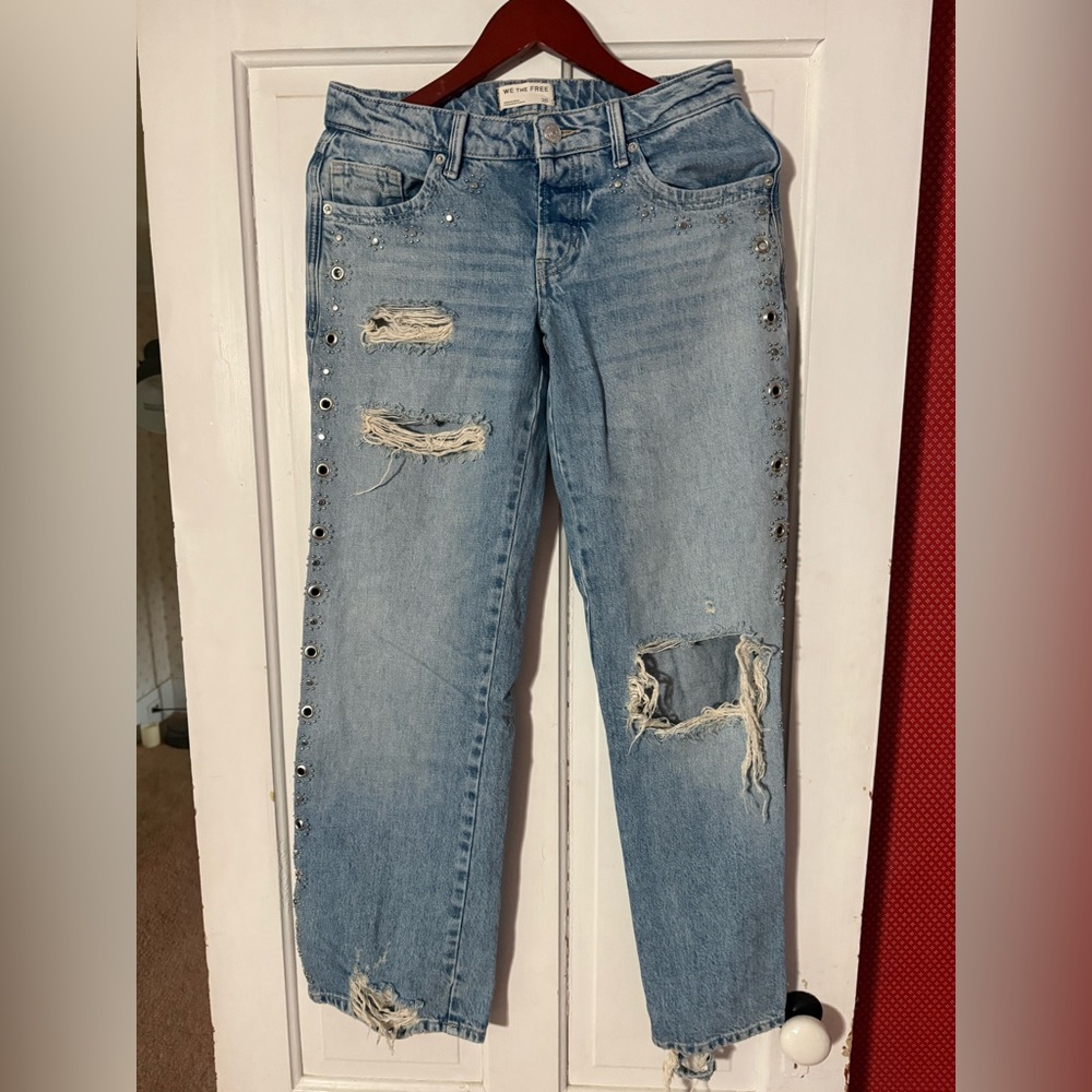 Free People Tennessee Boyfriend Jean. Distressed Light Blue Women's Jeans.